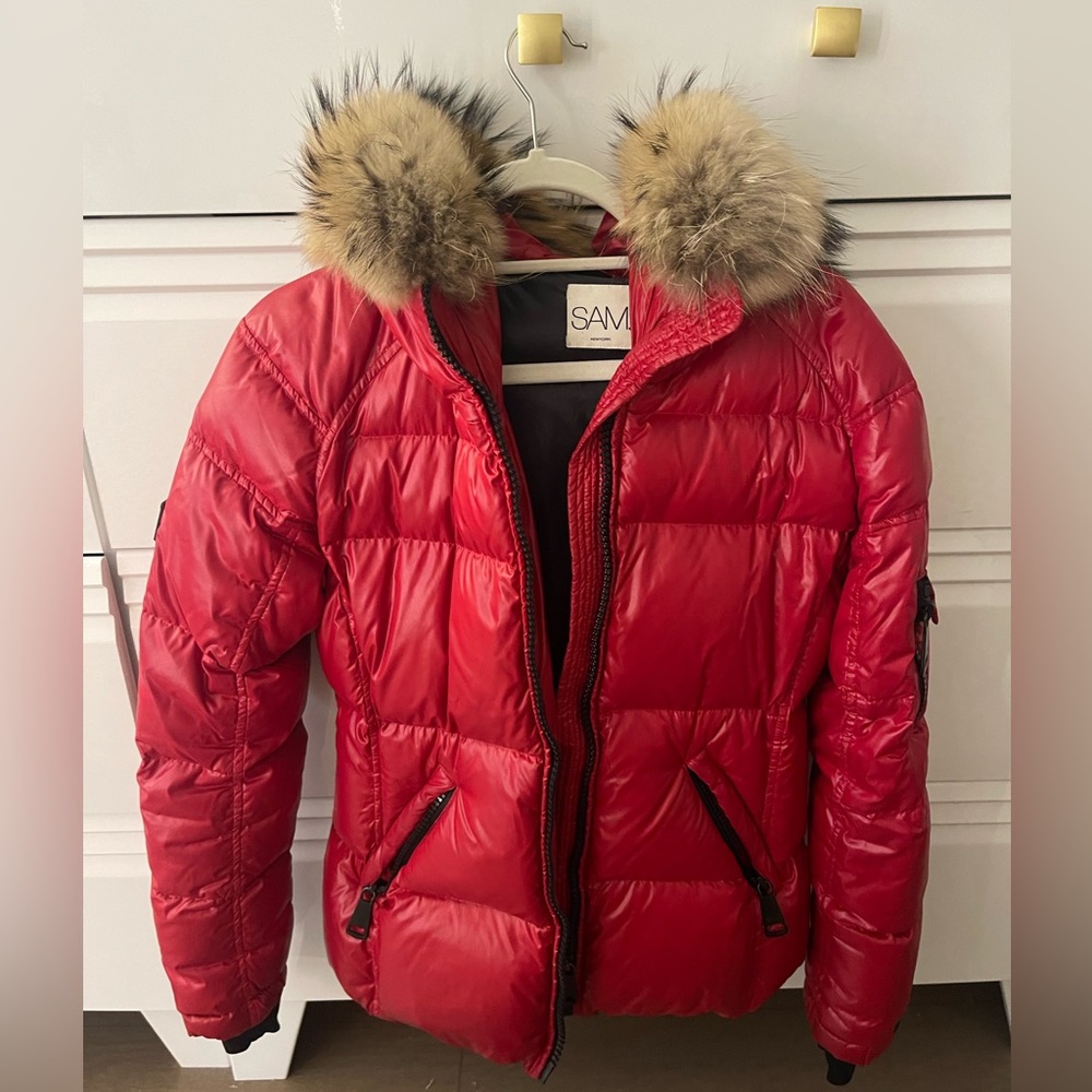 COPY - RED SAM PUFFER JACKET WITH FUR HOOD